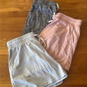 3-Pack Pacific Trail Shorts in Heather Gray, Light Blue, and Dusty Pink Size S